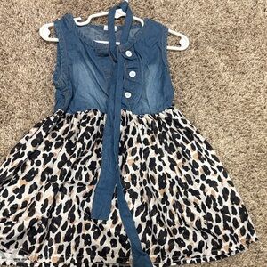 Stylish Blue and Leopard Print Kids Dress